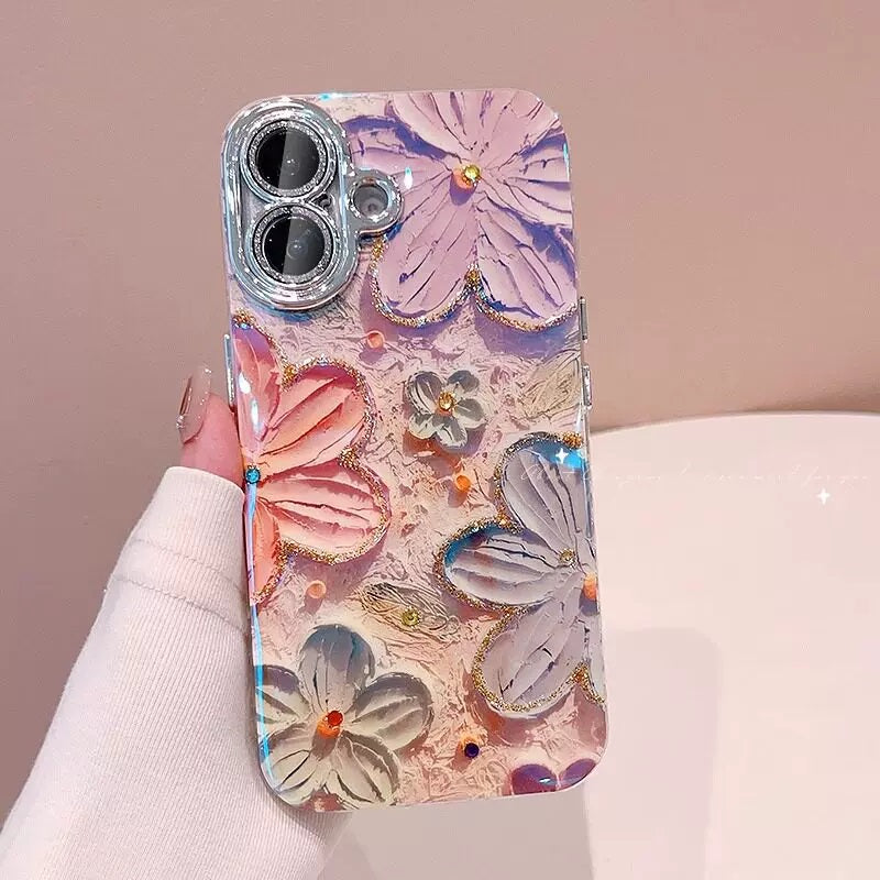 Blush Butterfly Garden Rhinestone iPhone 17 16 15 14 13 12 11 Plus Pro Max Case