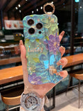 Lucky Bloom Floral iPhone Case with Wrist Strap & Gold-Tone Ring
