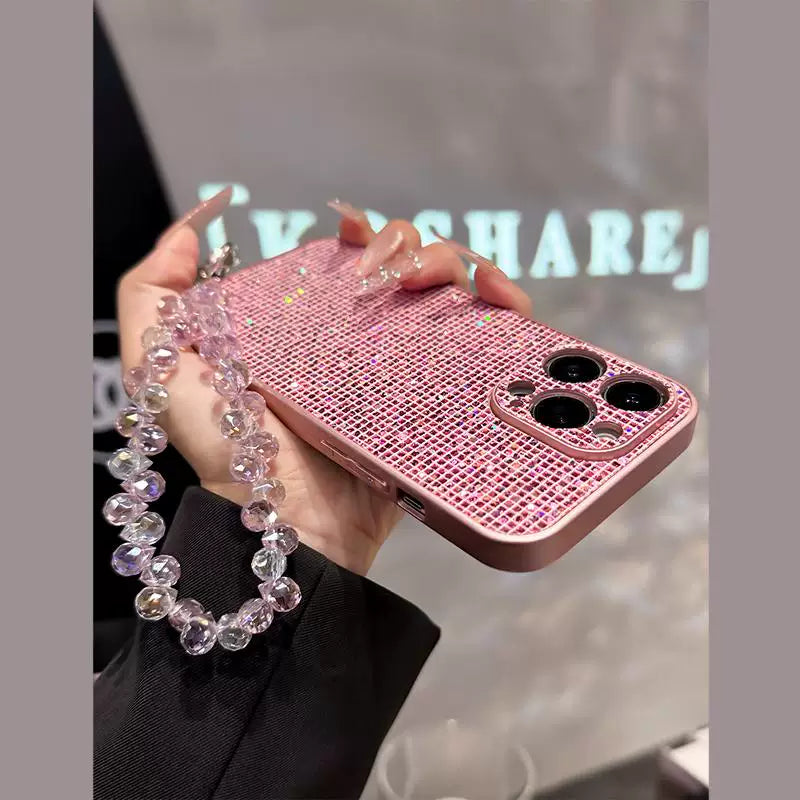 Pink Champagne Rhinestone iPhone Case – All-Over Bling Cover