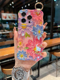 Watercolor Bloom Floral Samsung Case with Wrist Strap & Gold-Tone Ring