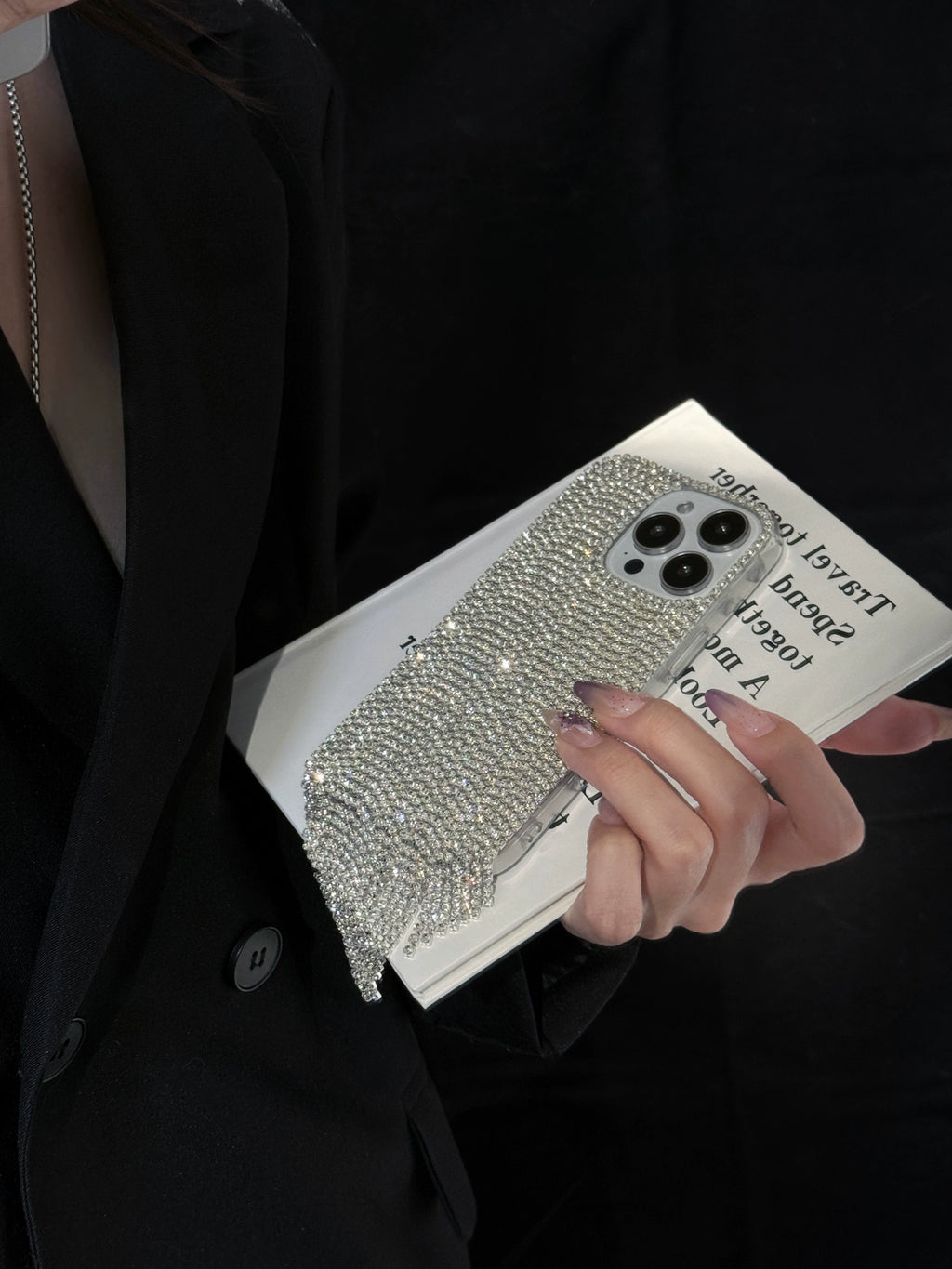 Silver Rhinestone Fringe iPhone Case – Crystal Tassel Bling Cover