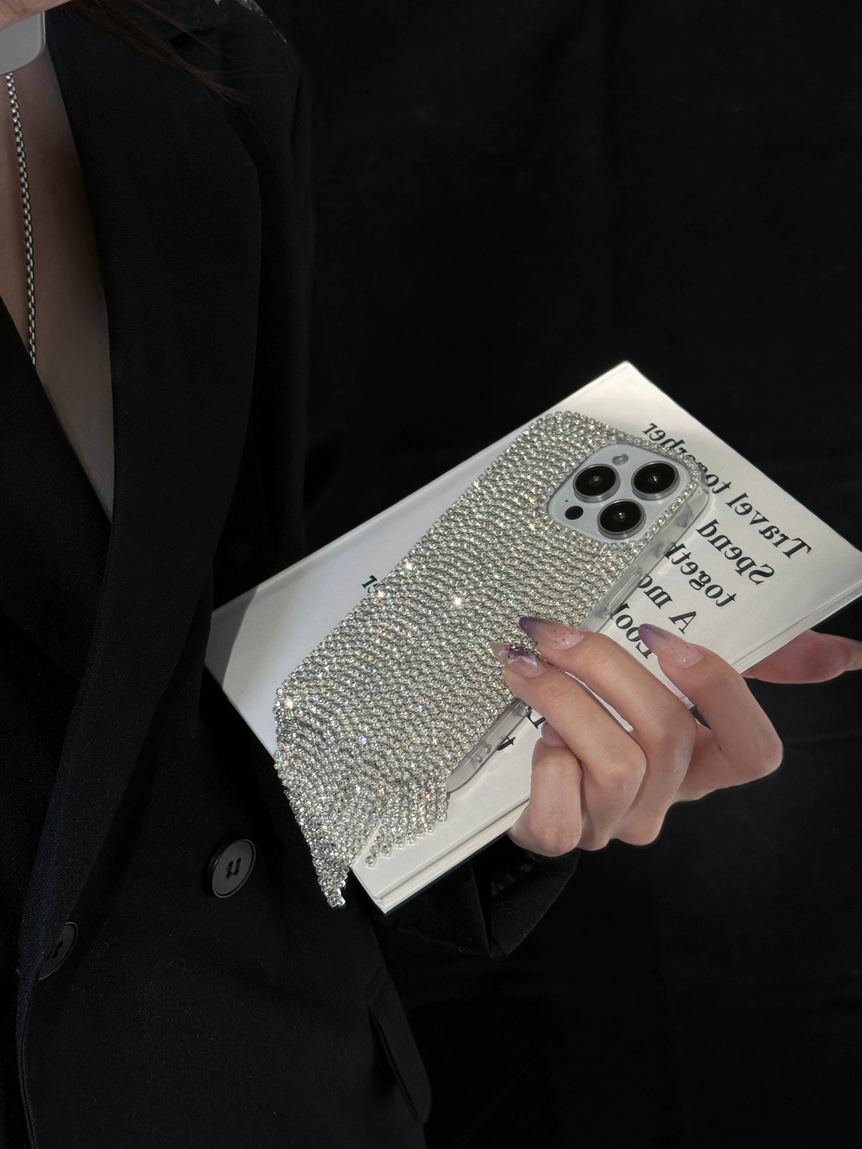 Silver Rhinestone Fringe iPhone Case – Crystal Tassel Bling Cover