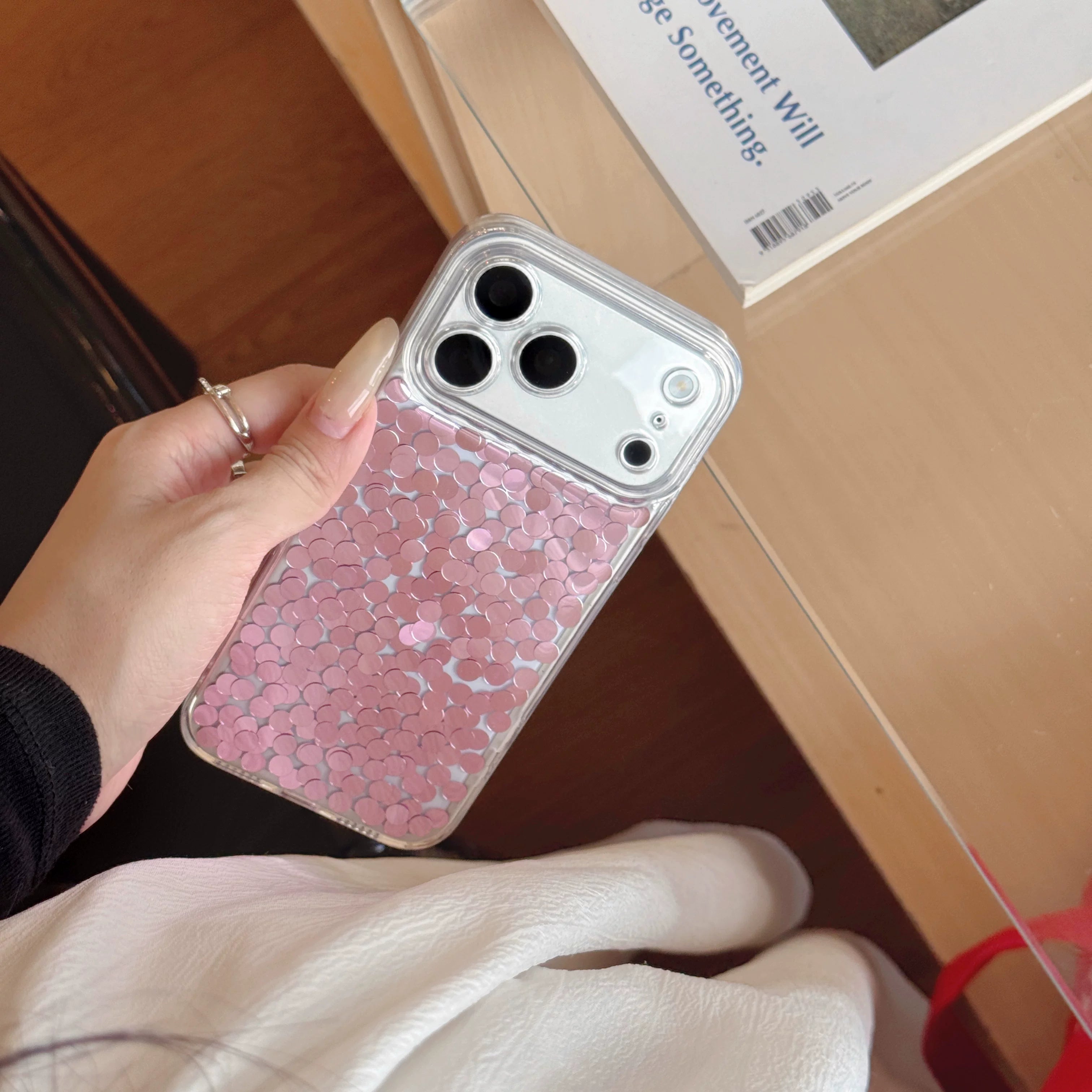 Blush Confetti Clear iPhone Case – Pink Sequin Sparkle