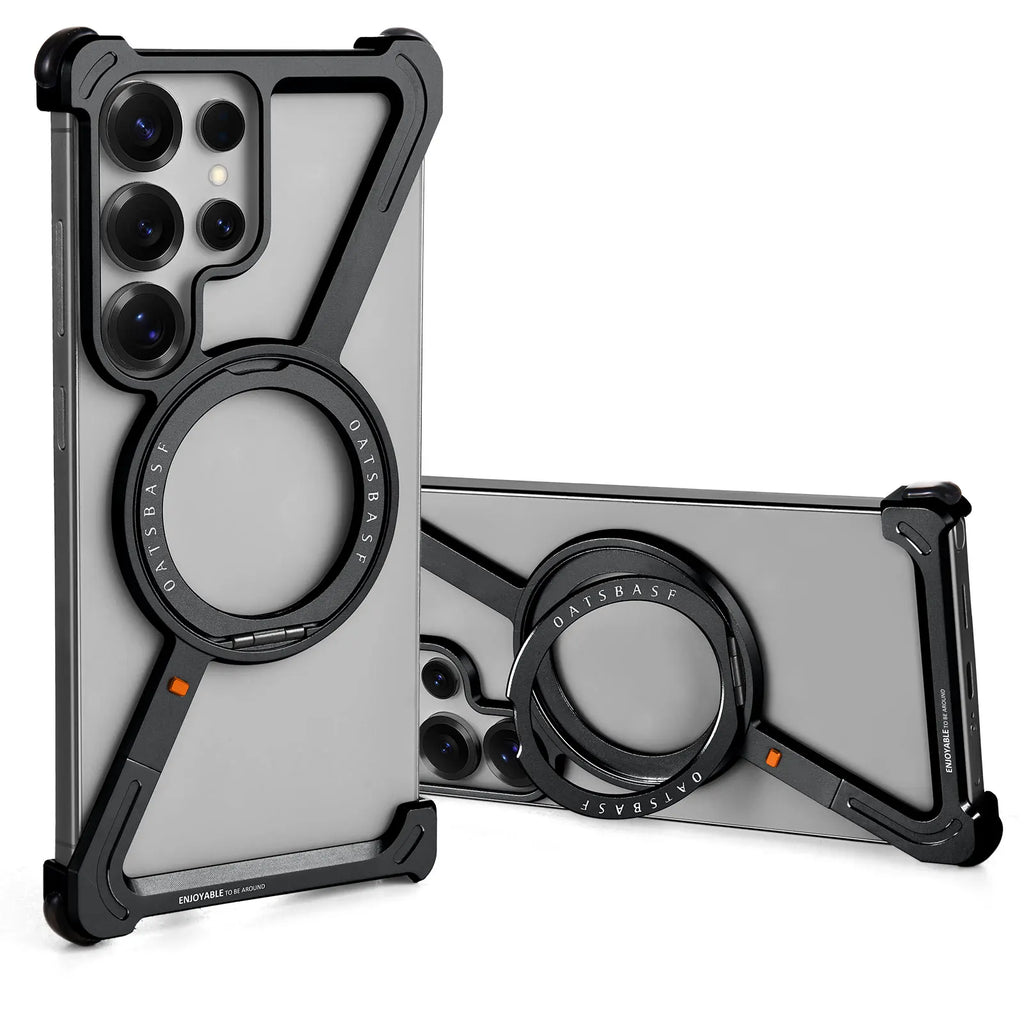 Samsung Galaxy S24 Ultra Frameless Metal Case with 360° Rotating Stand