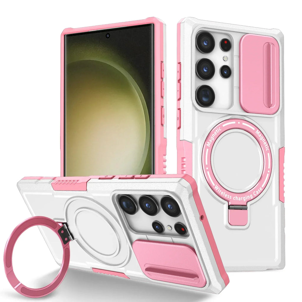 Samsung Galaxy S25 Series Magnetic Hybrid Armor Case with Ring Holder