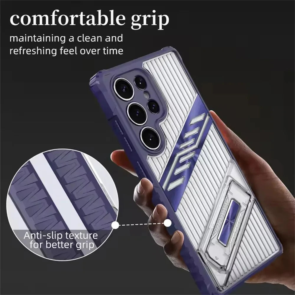 Samsung Galaxy S25 Series Heavy-Duty Armor Shockproof Case with Kickstand