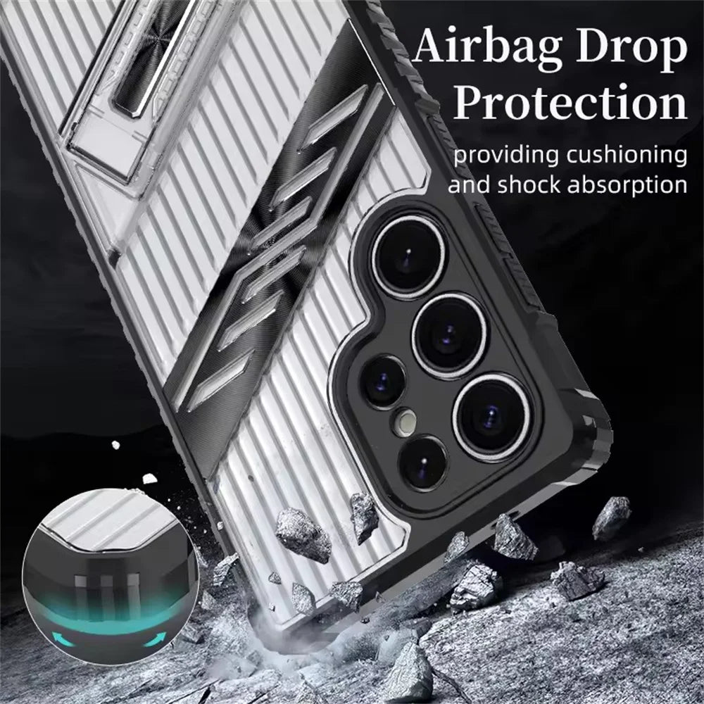 Samsung Galaxy S25 Series Heavy-Duty Armor Shockproof Case with Kickstand