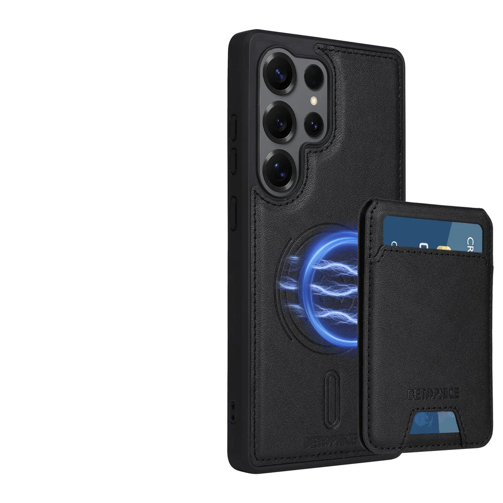 Samsung Galaxy S24 Series Magnetic Leather Case with Detachable Wallet & Card Holder