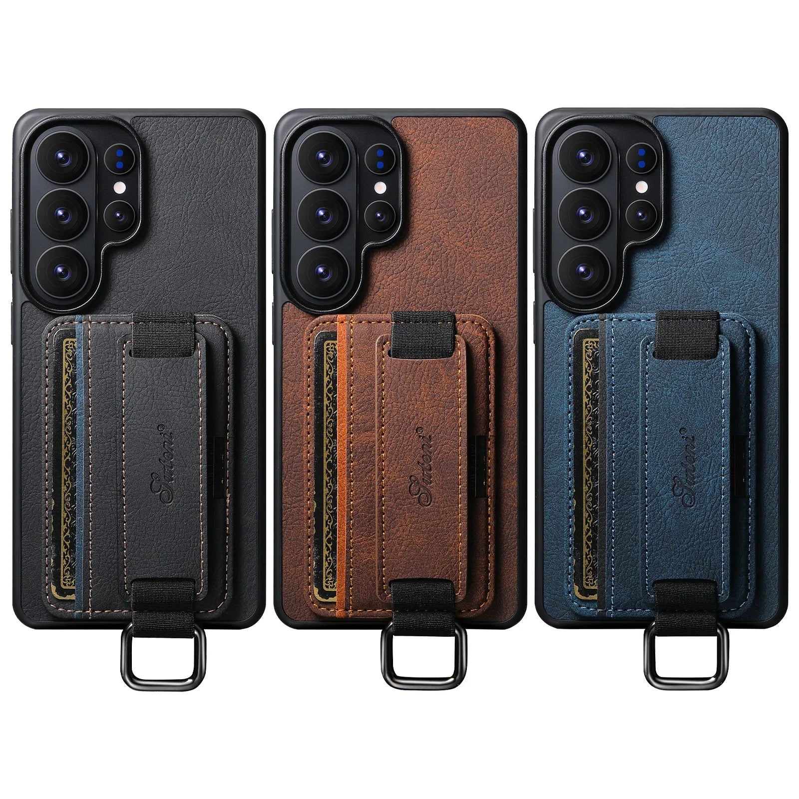 Samsung Galaxy S26 Ultra Lychee Grain Leather Case with Card Slots and Ring