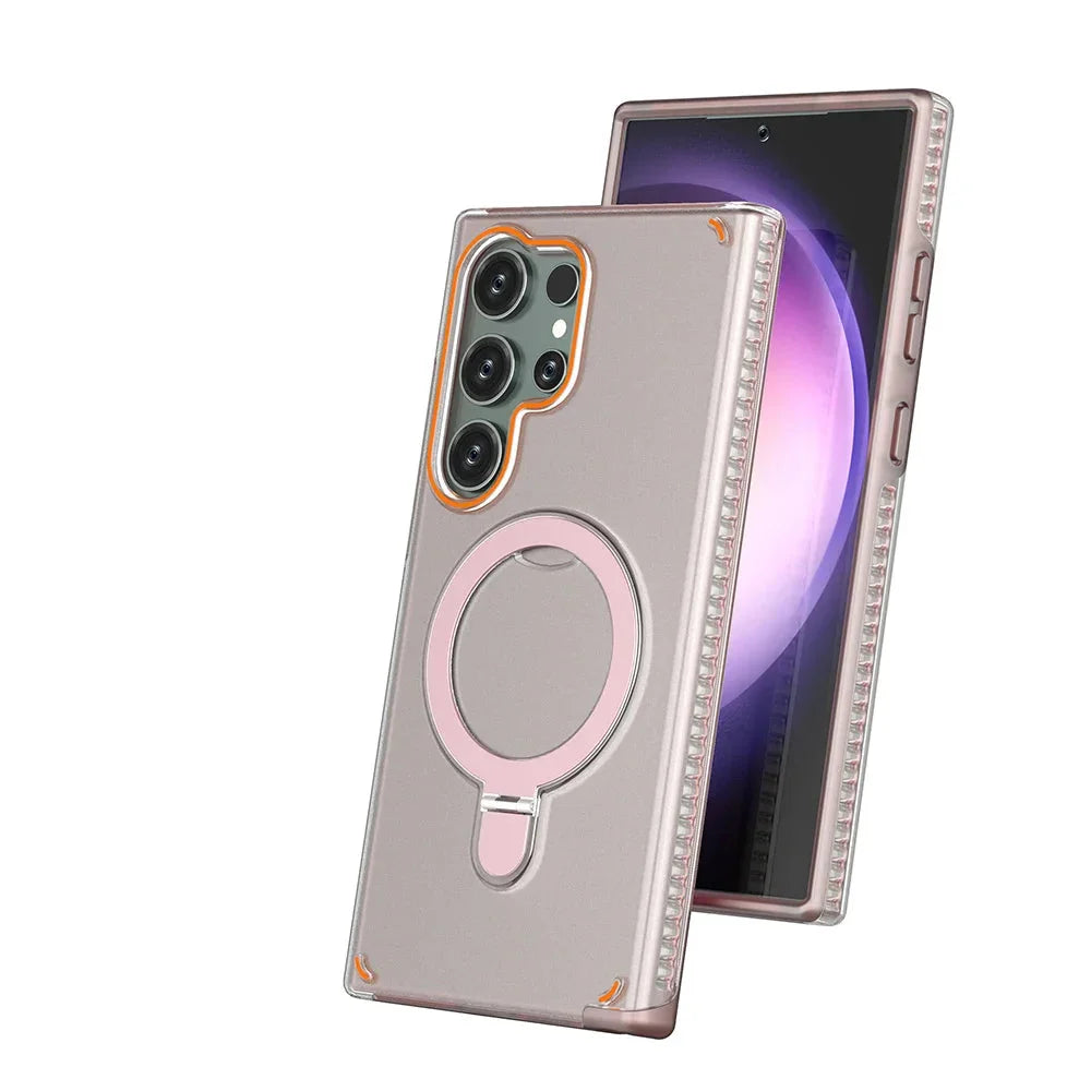 Samsung Galaxy S25 Series Magnetic Matte Case with Ring Stand