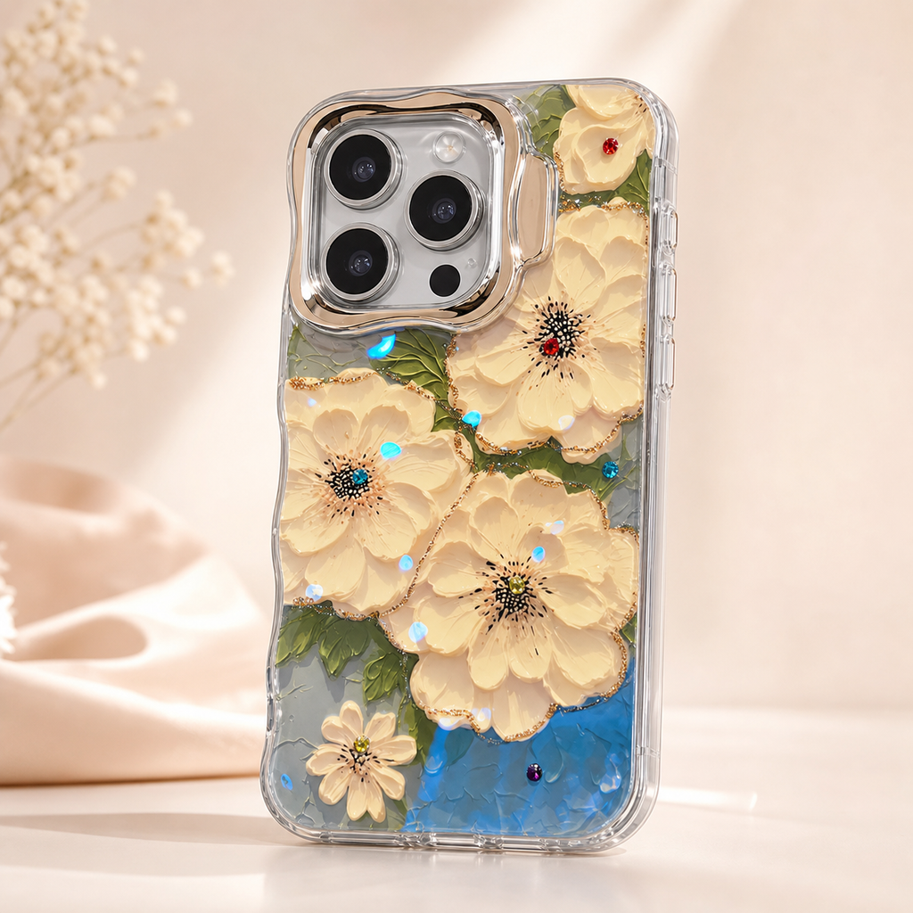 Floral Bloom Hidden-Stand Case for iPhone 11–17